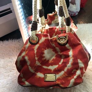 Orange and white michael kors tie dye bag